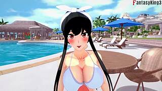 Yor's bikini pool scene in Spy x Family and Genshin Impact