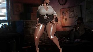 Beautiful black and white shemales in 3D porn video