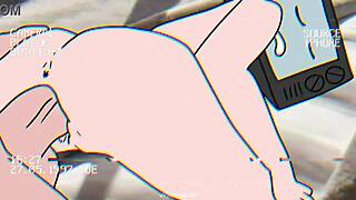 TV woman performs blowjob on cameraman in hentai animation
