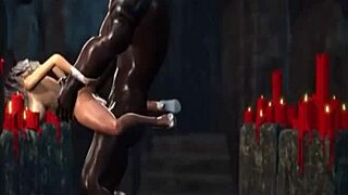 in this 3d hentai anime, a monster cock penetrates big boobs and tits of a cartoon girl