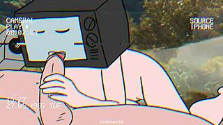 TV woman performs blowjob on cameraman in hentai animation