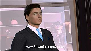 A wealthy woman with an expensive taste in sex enjoys watching her husband have sex with another woman in a 3D animated porn