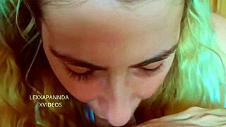 my stepsister with green eyes gives an incredible blowjob.