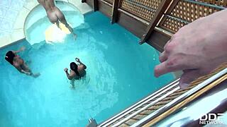 European teen gets a deepthroat group orgy with Europeans
