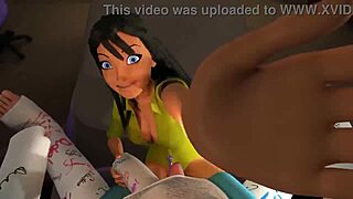 3dgspot horny brunette deepthroats and rides big cock in 3d cartoon