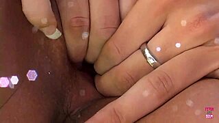 brunette in leather gets double penetrated in the garden