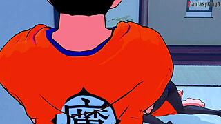 Watch Chichi Fuck Gohan and Goku in Threesome