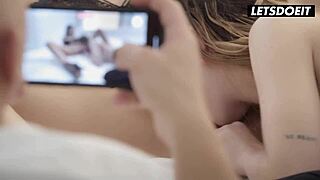 Lesbian Step Sisters in Dirty FFM Threeway with Step Dad