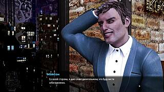 in this 3d cartoon, the blonde gets fingered and sucks nipples publicly