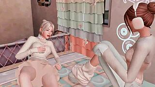 Futanari stepsister dominates with rough anal and facefuck scenes