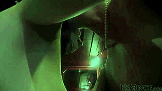 horny slut gets fucked by big vibrator in teen threesome.