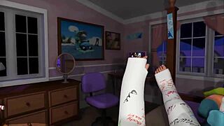 3dgspot horny brunette deepthroats and rides big cock in 3d cartoon