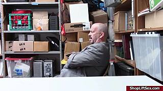 mall officer catches teen shoplifter and bangs her hard in backroom