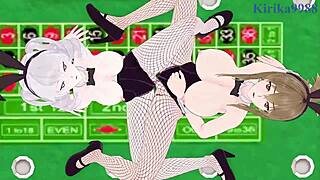 Intense lesbian scenes in anime and cartoons with big tits