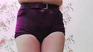 4K Shemale Sissy Crossdresser in 3 Hot Dresses Rides Big Butt Twink