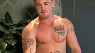 Naughty sheets get messy with a big cock blowjob in gay action