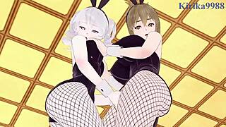 Intense lesbian scenes in anime and cartoons with big tits