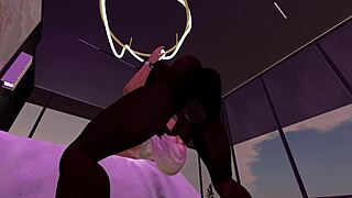 Second life interracial encounter in bedroom.