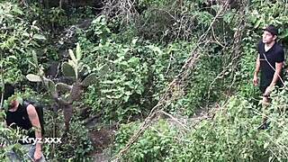 wild gay sex unfolds in the forest with intense bareback action