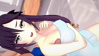 Mona strips naked for uncensored hentai fucking