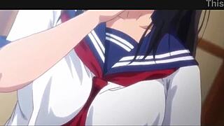 Hentai Midareuchi Scene 1: Group Bareback with Big Tits Licking and Masturbation