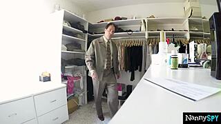 boss catches nanny amia miley rubbing her pussy instead of working. what a sneaky moment!