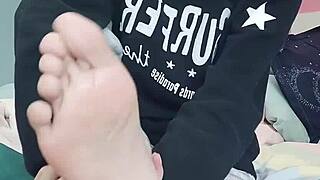 Young Asian boy enjoys foot fetish with his slim body and great ass