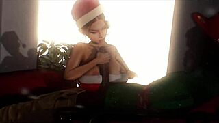 Beautiful anime interracial Leanna's Christmas wish comes true in 3D porn video
