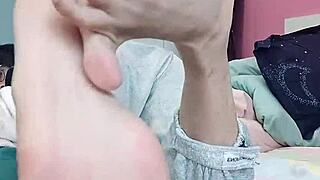 slim gay teen 18+ager sucks sexy feet in foot fetish