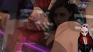 I watch my cheating wife flirt outrageously in public, undressing and teasing with her big tits in this outdoor anime scene