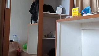 sexy gay shemale in mask plays with dildo 😏