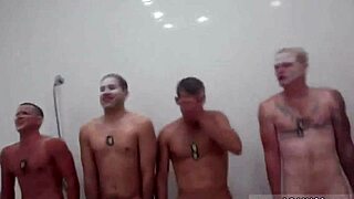 nipple military gay hazing in the shower leads to fucking