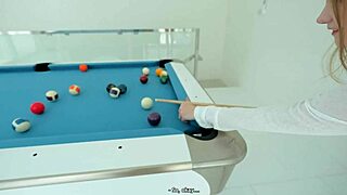 Skinny teen gets fucked on pool table in homemade video