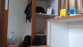 sexy gay shemale in mask plays with dildo 😏