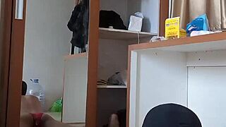 sexy gay shemale in mask plays with dildo 😏