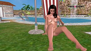 i saw this cute girl by the pool masturbatin with a banana