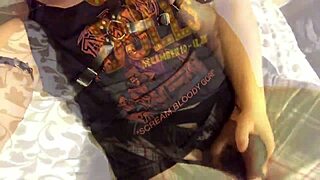 Watch this muscular gay metalhead jerk his huge cock! He's a bodybuilder with a massive dick!