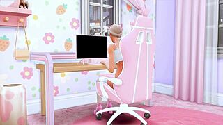 Stepdaughter's deep throat performance in family erotica animation