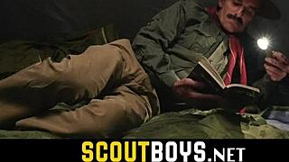 tiny gay boy scouts woken up by leader to fuck