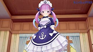 Minato Aqua And Ookami Mio Engage In Intense Creampie Sex With Big Tits And Boobs In Hololive Vtuber Hentai