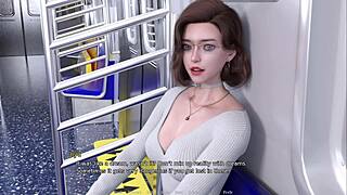 Man, this train ride got me so horny with her shaved pussy on display!