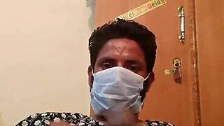 Gay masturbation in wife’s silk gown