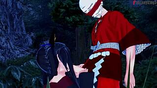 Yo, Akeno blindfolded for bj while Kuroka changes in ntr madness! 😜