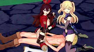 genshin impact: two archer girls getting hentai action, want to see?