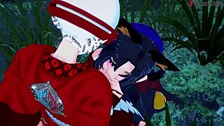 Yo, Akeno blindfolded for bj while Kuroka changes in ntr madness! 😜