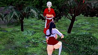 Blindfolded Akeno's wild ride in HSDXD's NTR madness