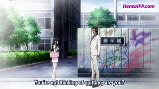 Public bathroom action with an anime babe giving a blow job and more