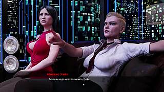 3D animated game with anime babes and big tits in a fashion business-themed level