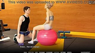 3D animated gym workout with a hot blonde