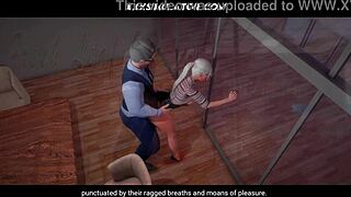 3D cartoon of cheating housewife with hot lips